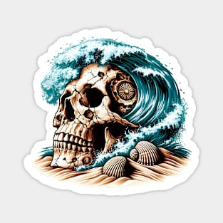 Skull Resting On A Sandy Beach Magnet