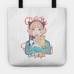 Crazy Cat Lady // A Pink-Haired Girl with her Three Cats Tote
