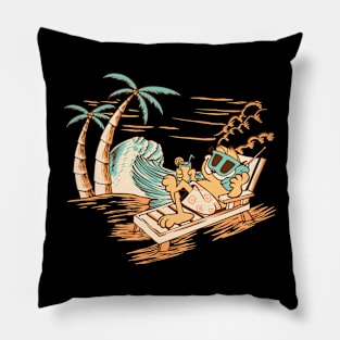 Garfield Sunbathing On The Beach Pillow