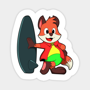 Fox as Surfer with Surfboard Magnet