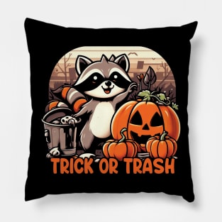 Trick Or Trash Racoon Pillow