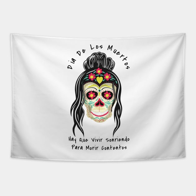 Day of the Dead Mexican Skull Chicana Santa Muerte Gifts Tapestry by gillys