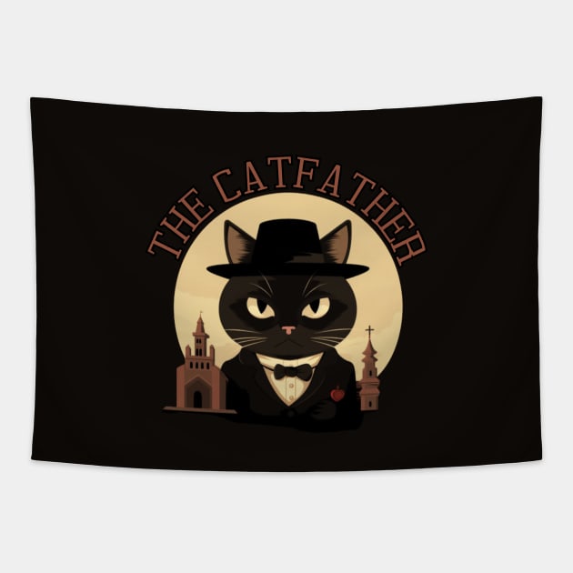 THE CATFATHER, minimalistic Tapestry by Pattyld