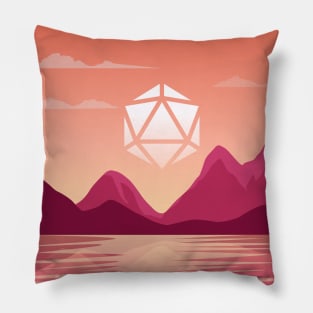 Pink Mountains and Sunset Polyhedral Dice Sun Sunset Pillow