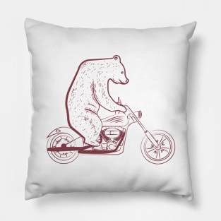 Bear on a motorcycle Pillow