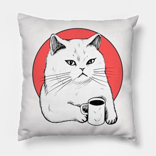 White Coffee Cats Original Aesthetic Tribute 〶 Pillow