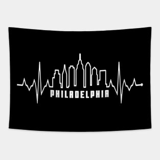 EKG Heartbeat Philadelphia City Skyline Philly Philly Fan Tapestry