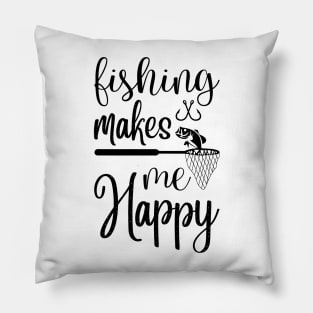 Less Talk More Fishing - Gift For Fishing Lovers, Fisherman - Black And White Simple Font Pillow