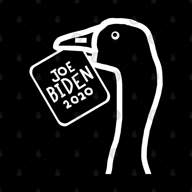 Whiteline Portrait of a Goose with Stolen Joe Biden Sign by ellenhenryart