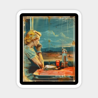 Woman in Diner Wasteland Magnet