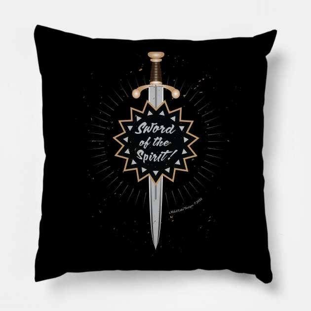 Sword of the Spirit! Pillow by MikeCottoArt