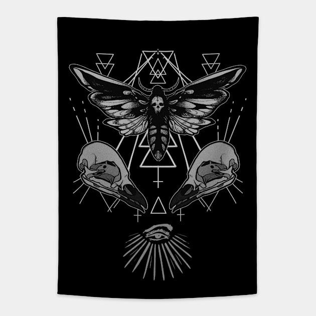 moth & skulls Tapestry by sederearts