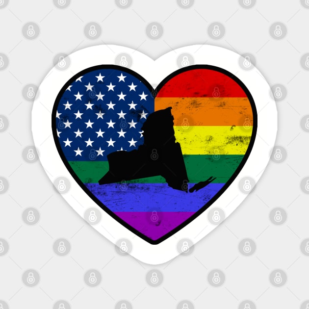 New York United States Gay Pride Flag Heart Magnet by TextTees