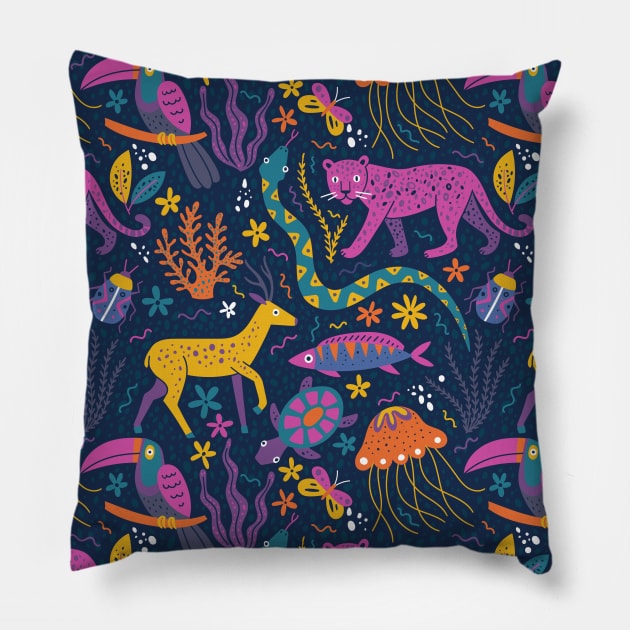 Biodiversity pattern Pillow by yuliia_bahniuk