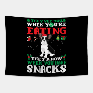 Christmas Dog Eating Snacks Tapestry