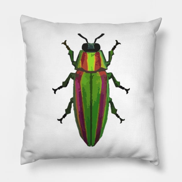 Jewel Beetle Digital Painting Pillow by gktb