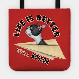 Fun awesome Boston Terrier in Paper Airplane Tote