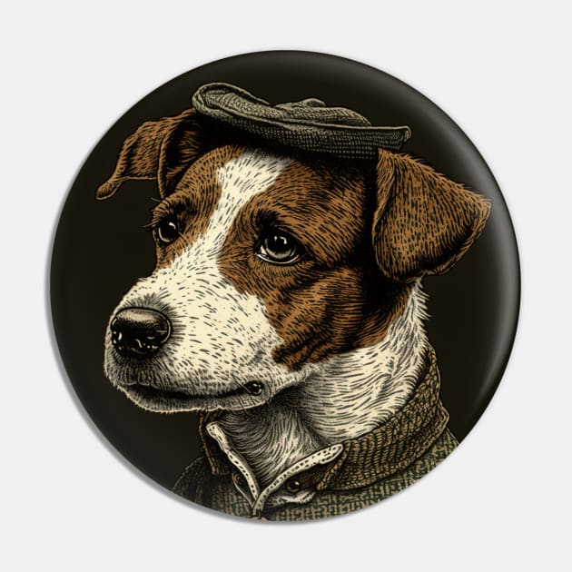 Jack Russell Terrier in 70's Underground Comix Pin by Star Scrunch