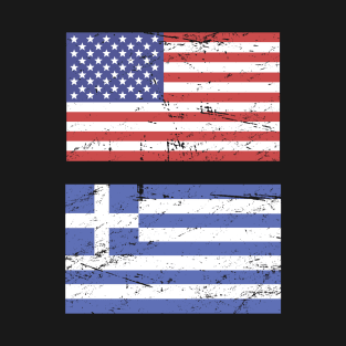 United States Flag & Greece Flag T-Shirt