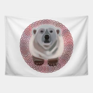 Polar Bear on circular pattern Tapestry