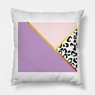 Copy of Abstract black and white leopard print, color blocking purple Pillow