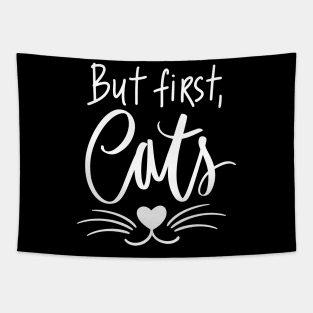 "But First, Cats!" T-Shirt - Embrace Your Love for Felines with Style Tapestry