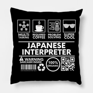 Japanese Interpreter black Pillow