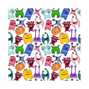 Cute Colorful Monsters All Over Print T-Shirt
