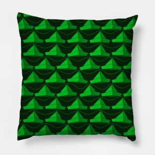 Paper Hats Pattern Green Pillow