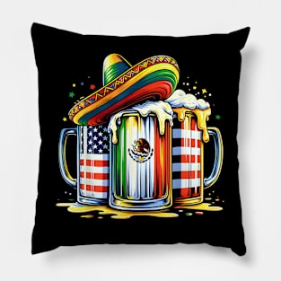 Beer Mexican USA Flag Cinco de Mayo Drinking Party, Mexico Party, Beer Lover, Mexican Fiesta Pillow