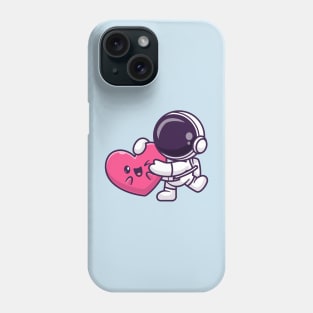 Cute Astronaut Holding Cute Love Heart Cartoon Phone Case