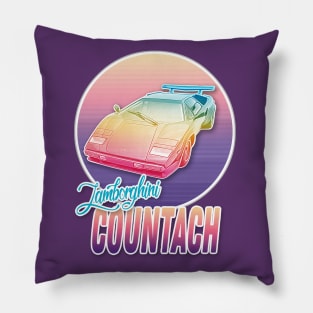 Lamborghini Countach Vaporwave Aesthetic Design Pillow