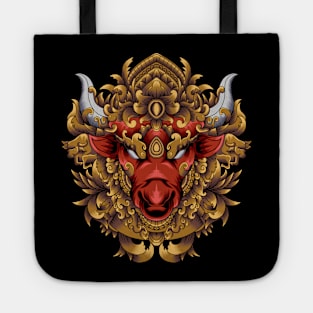 Vintage Strong Red Bull Head with gold ornaments Tote