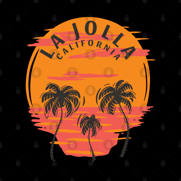 La Jolla California Sunset Skull and Palm Trees by Eureka Shirts