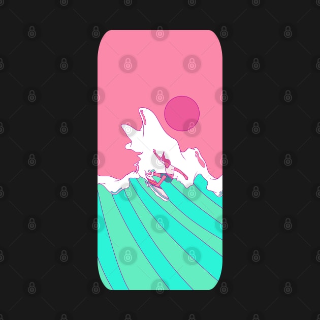 Pink surfer by Swadeillustrations