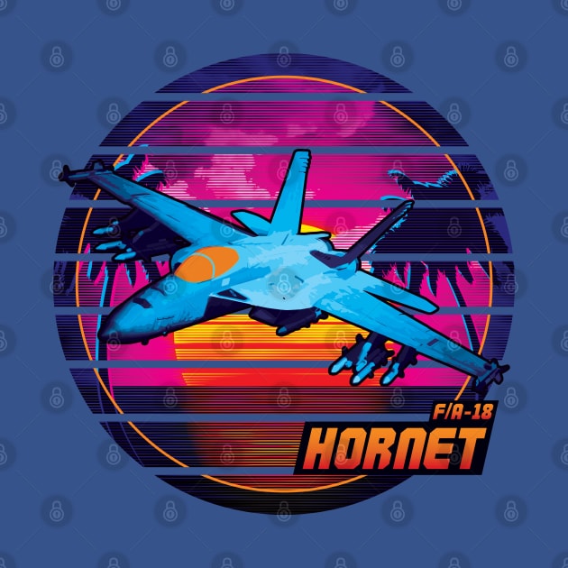 Neon Retro F/A-18 Hornet by patrickkingart