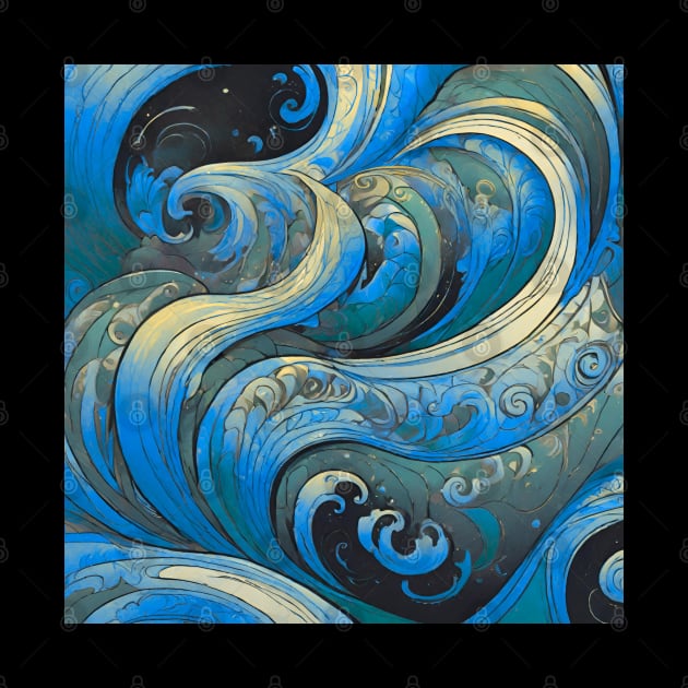 Abstract swirls with marine tones by Studio468