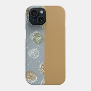 Gold Vertical Split Colorful Pinecone Pattern on Green Gray Phone Case
