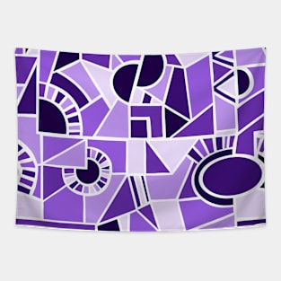 Purple Quirky Shaped Geometric Patterns Tapestry