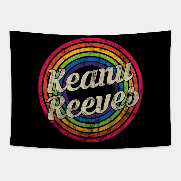 Keanu Reeves - Retro Rainbow Faded-Style Tapestry by MaydenArt