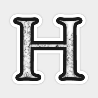 H in Roman White Marble Latin Alphabet Letter Sticker Magnet