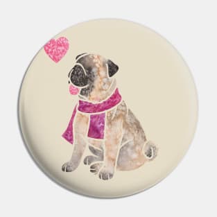 Watercolour Pug Pin