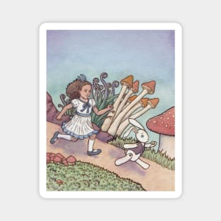 Alice Chased the White Rabbit Magnet