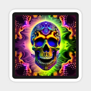 Skull Tie Dye Psychedelic Trippy Festival Hippie Neon Magnet
