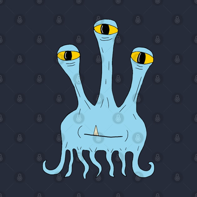 Three eyed blue alien by OzOddball