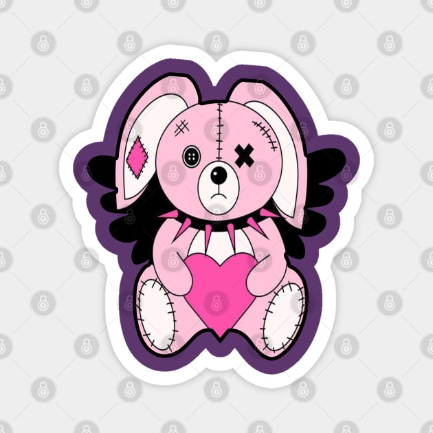 Emo Cuties: Kawaii Bunny and Teddy Bear with 90s Glamour Aesthetic Magnet by Linna-Rose