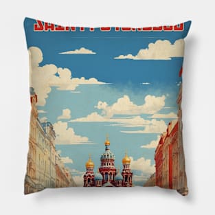 Saint Petersburg Vintage Tourism Poster Pillow