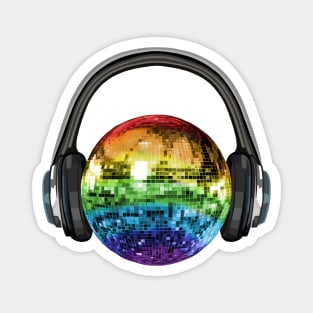 Headphones Rainbow Disco Ball Magnet