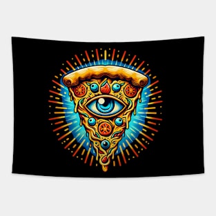 Dizza deity, Funny Pizza Lover Artwork Tapestry