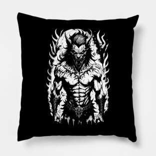 Black White Werewolf Art Drawing Pillow